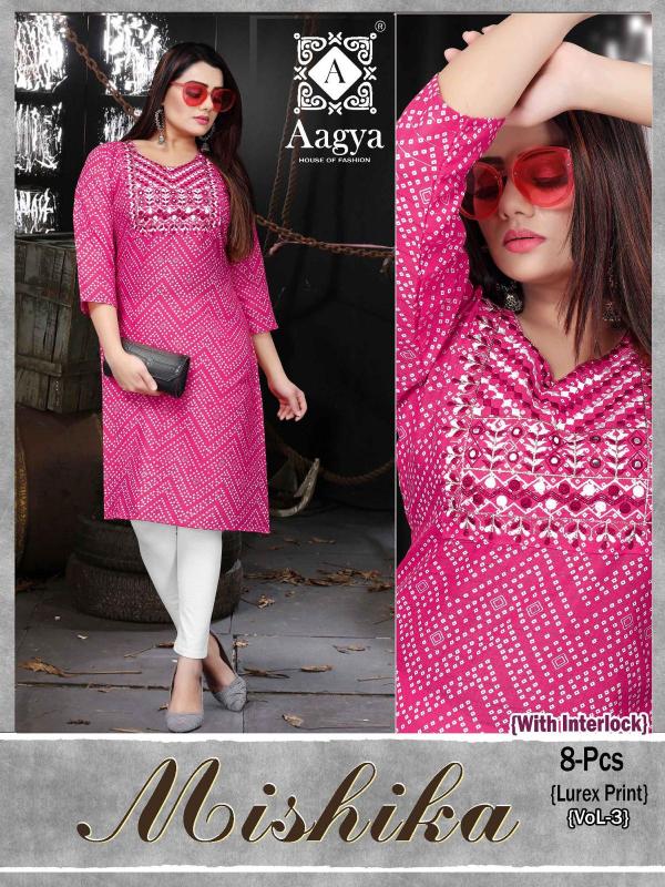 Aagya Mishika 3 Rayon Ethnic Wear Designer Kurti Collection